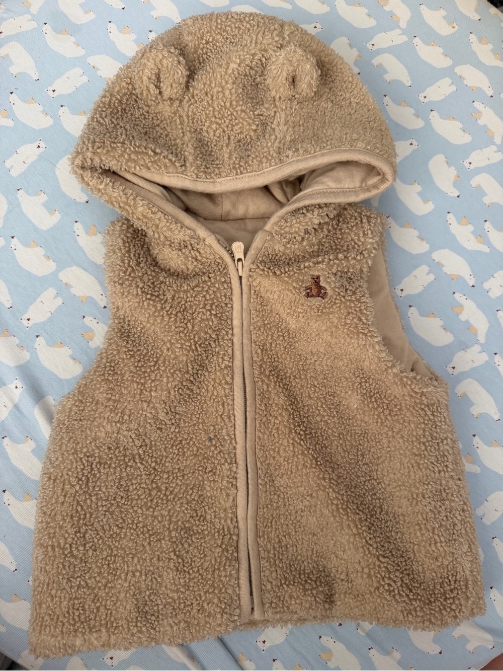 GAP Tan Baby Sherpa Hooded Vest